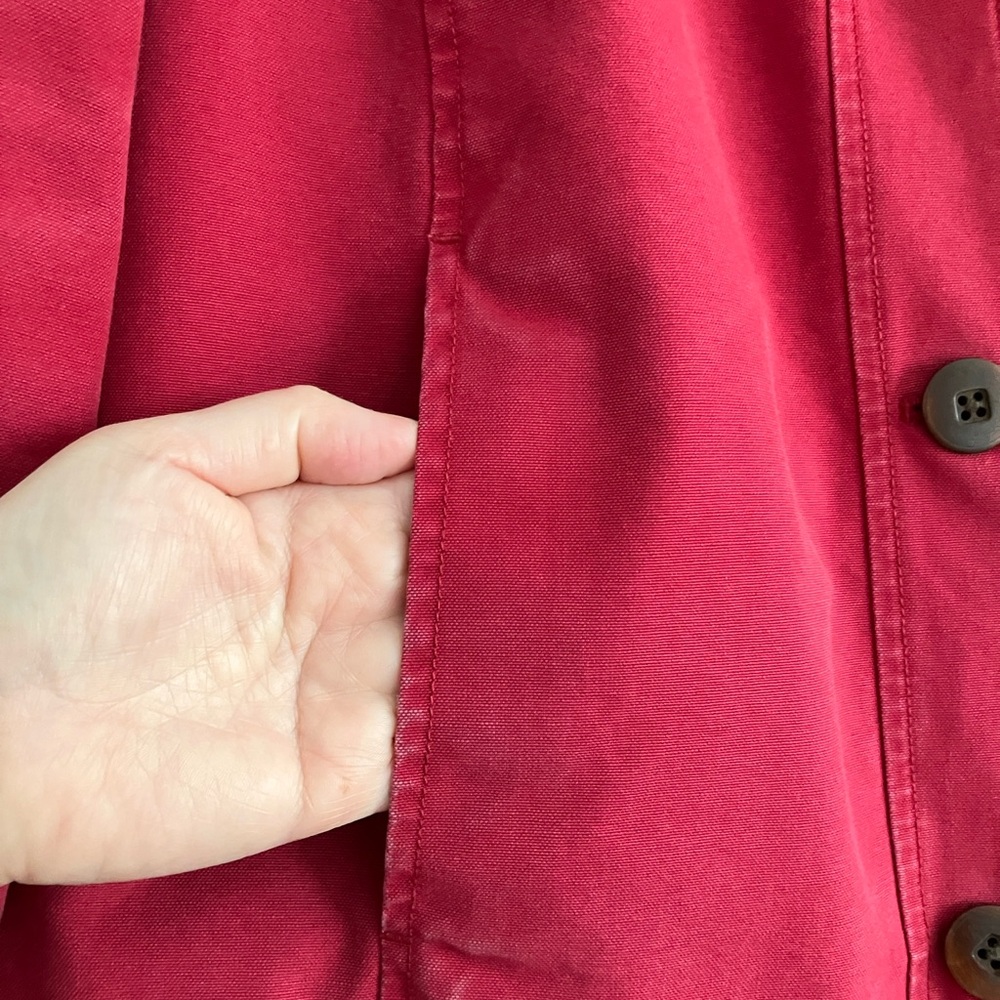 L.L. Bean Women's Raspberry Canvas Jacket with Corduroy Collar - Picture 14 of 15